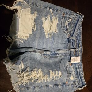 American Eagle Outfitters Light Blue Ripped Jean Shorts